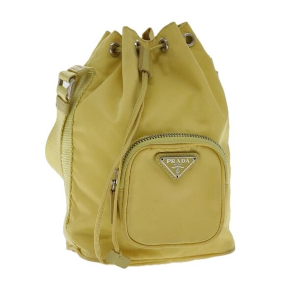 PRADA Hand Bag Nylon Yellow Silver Auth 95112 - Picture 1 of 15